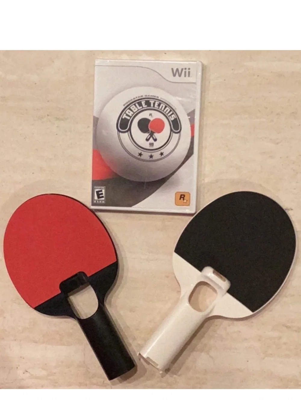 Table Tennis Nintendo Wii Game New & 2 Ping Pong Paddles Rockstar
